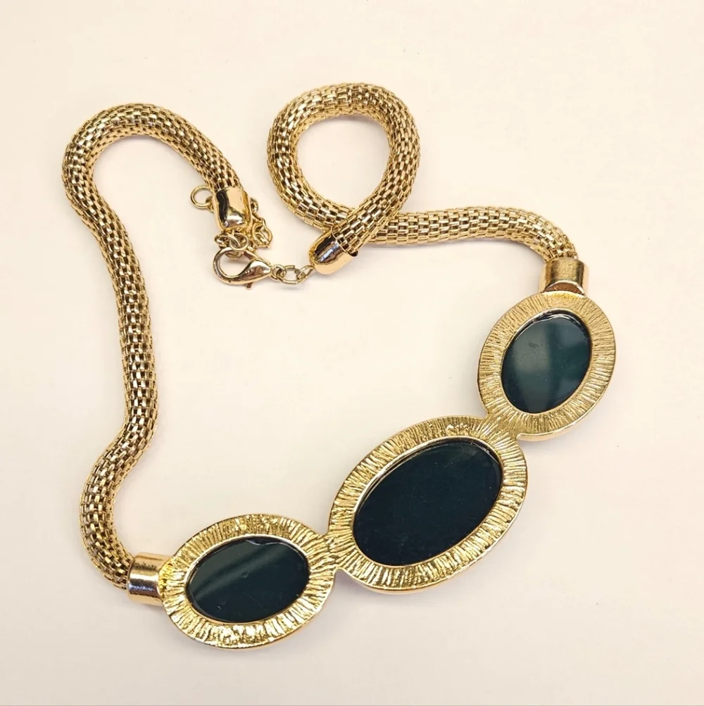 Gold and Green Statement Necklace